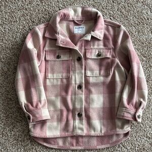 Old Navy Pink and Cream Checkered Shirt Jacket